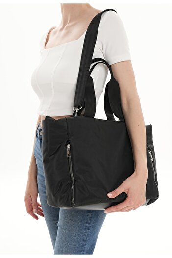 WITH-W Kadın Paraşüt Kumaş, Su Geçirmez, Uzun Askılı Model, Shopper Spor El, Omuz Ve Anne Çantası Ella