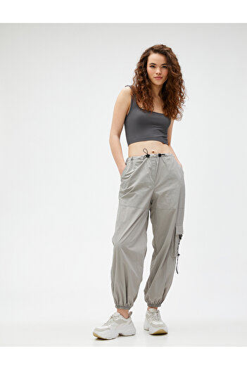 Koton Crop Tank Top Square Neck Ribbed Piping Detail
