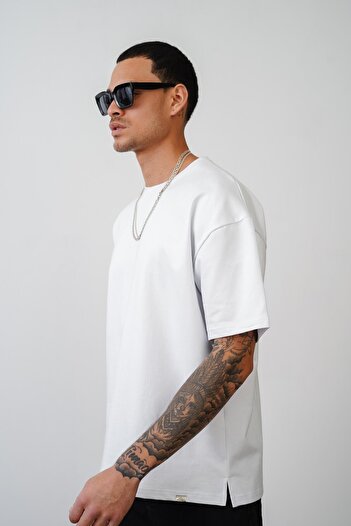 king brich Bisiklet Yaka Oversize Düz Unisex Tişört