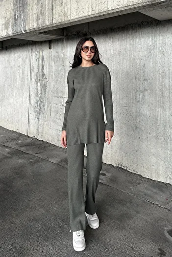 New Now Top Slipper Long Sleeve Bluz Bottom Palazzo Spring Suit