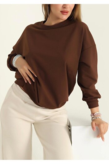 FM FATMA MERTAN Long Sleeve Basic Sweatshirt