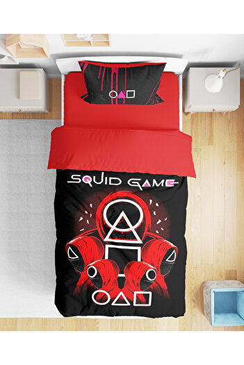 Erays Home Squid Game Patterned 3D Digital Printed Single Youth Duvet Cover Set Without Sheets