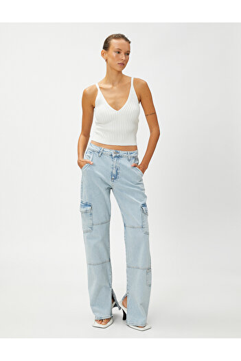 Koton Crop Knitwear Undershirt with Straps V-Neck