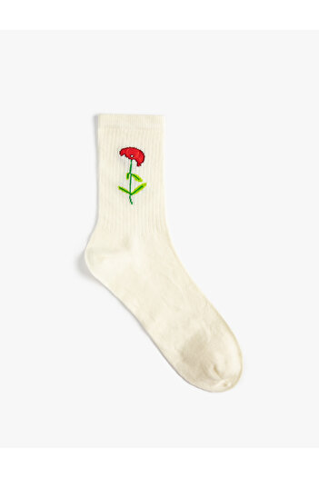 Koton Embroidered Floral Socket Socks
