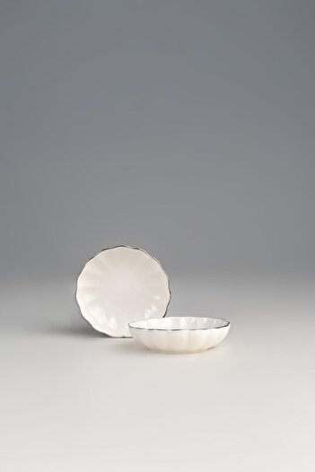 Kütahya Porselen Bone Luz 2 Piece 8 cm Bowl Platinum Net