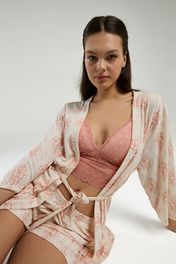 Arnetta Women's Pink 3-Piece Robe Set