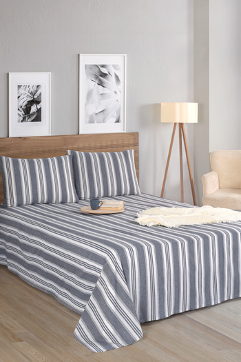 Eponj Home Sport Striped Assortment Cover Set - Double, Soft Line Anthracite