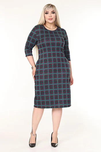 modayız Double Pocket Winter Plus Size Stretchy Dress 1A-2633