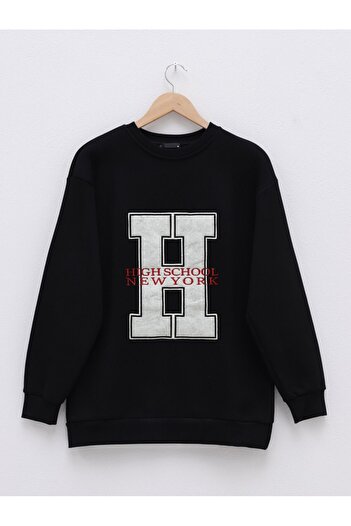 Modamorfo Front Embroidered Crew Neck Sweat Tunic