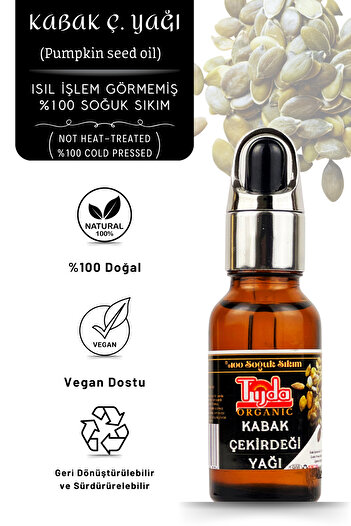 TİJDA Pumpkin Seed Oil 100% Cold Pressed 20 ml (Pumpkin Seed Oil)