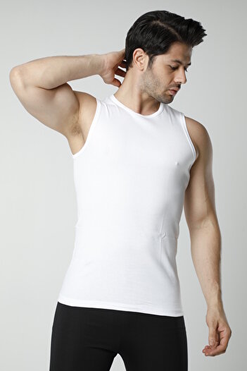 Hmd 5 Pcs Men's Ribbed Crew Neck Athlete Zero Sleeve Comfortable Fit 100% Cotton