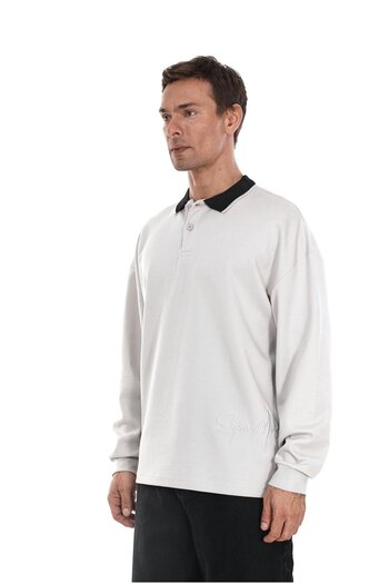king brich Ανδρικό φούτερ Kingbrich Polo Collar με λεπτομέρεια Oversize Fit