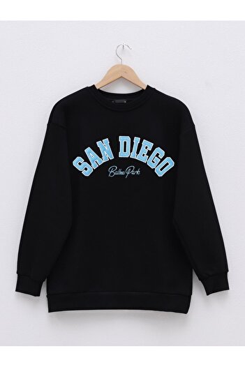 Modamorfo 3-fädiger Sweat mit Textstickerei