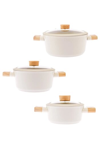 Emsan Swiss Crystal 3-Piece Midi Deep Pot Set 16-20-24 cm
