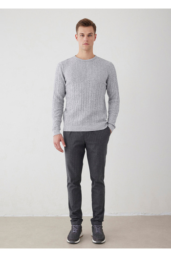 Boris Becker Gray Melange Color Hair Braid Cashmere Knitwear