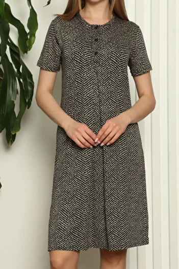 Nicoletta Black Maternity Tunic Nightgown Short Sleeve Lycra Viscose