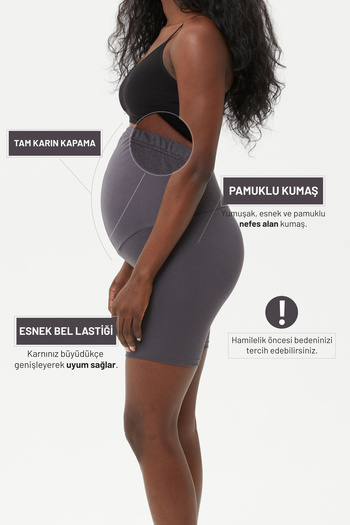 Almila 2021 Model Women's Maternity Leggings - Cotton and Elastane Short Shorts