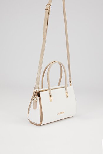 Levidor White Mink Handbag with Hidden Pocket Detail