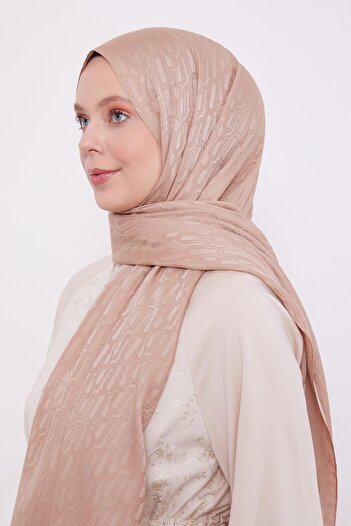 Levidor Milk Coffee Paperclip Pattern Blue Jacquard Shawl