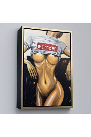 indispensablely Framed Woman Oil Painting Look Canvas Painting-5119