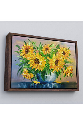 indispensablely Sunflowers in a Frame Vase Wall Painting-1237