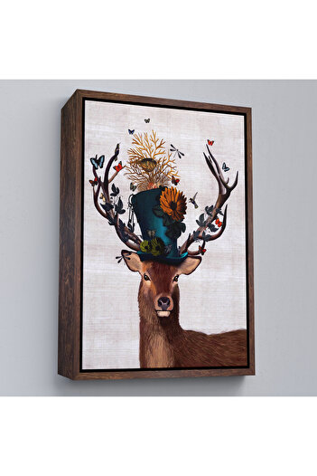 indispensablely Framed Surreal Hat Deer Decorative Wall Painting-6468