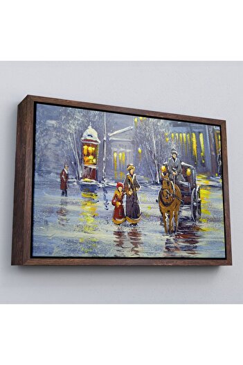 indispensablely Framed Old Town And Carriage Oil Painting View Decorative Canvas Wall Painting-3573