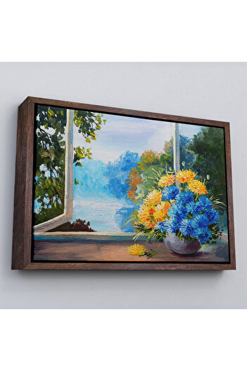 indispensablely Framed Flower Bouquet by the Window Canvas Wall Painting-3453