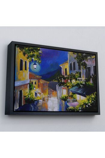 indispensablely Framed Lantern Street with Sea View, Canvas Wall Painting-1189