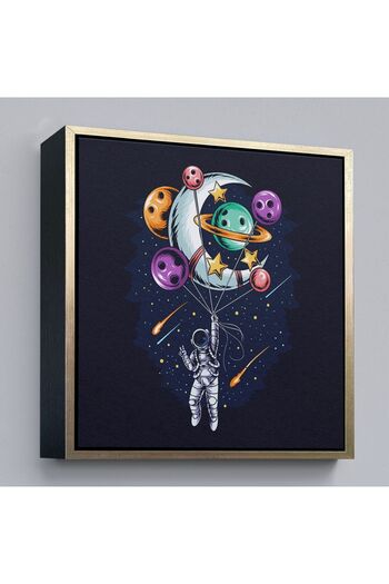 indispensablely Flying Astronaut with Framed Moon and Planets Painting-5097