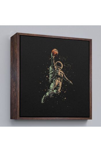 indispensablely Astronaut Playing Basketball on the Moon with Frame Canvas Painting-5067