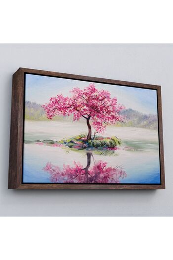 indispensablely Framed Sakura Tree in Lake Oil Painting View Canvas Wall Painting-3494