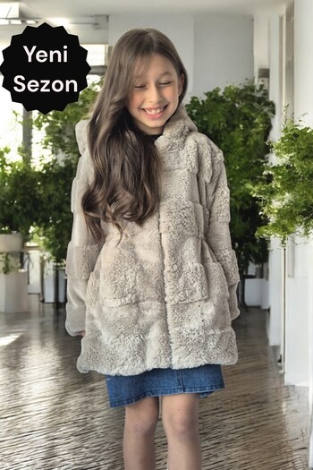 QUB CLUB Girl's Lined White Lined Plush Jacket Coat Coat