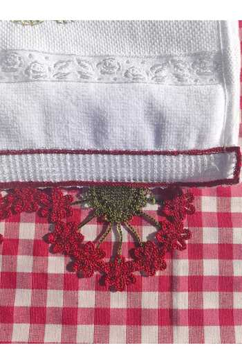 Peacock Laced, Embroidered, Dowry Hand Towel 50X90