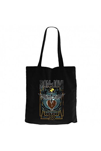 Z zepplin Bon Jovi 93 Tour Black Zipper Cloth Bag Gabardine