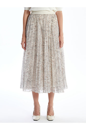 LC Waikiki Lcw Patterned Pleated Women's Skirt with Elastic Waist
