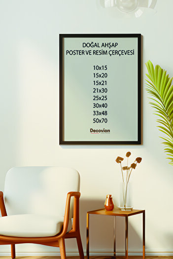 DecovianHomeDesign Doğal Ahşap Çerçeve Siyah- Poster Çerçevesi - Resim Belge Çerçevesi- Diploma Çerçevesi (POSTERSİZ)