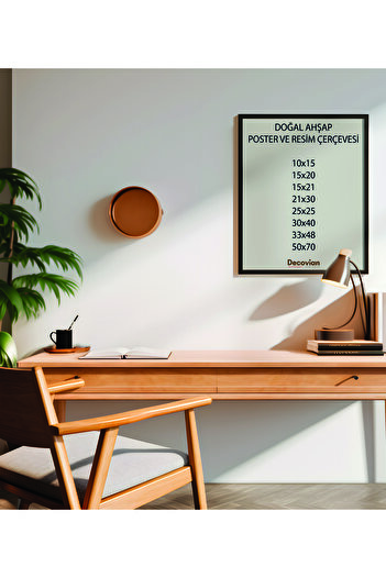 DecovianHomeDesign Doğal Ahşap Çerçeve Siyah- Poster Çerçevesi - Resim Belge Çerçevesi- Diploma Çerçevesi (POSTERSİZ)