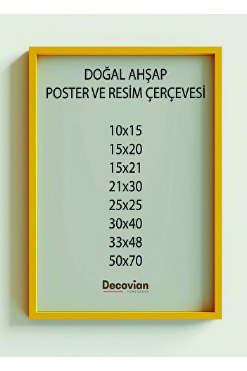 DecovianHomeDesign Doğal Ahşap Çerçeve Sarı Resim Çerçevesi | Poster Çerçevesi | Puzzle Çerçevesi (POSTERSİZ)