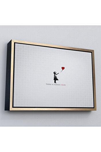 indispensablely Framed Banksy Girl with Red Balloon Has Always Hope Written Painting-5012