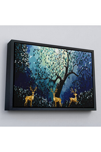 indispensablely Modern Abstract Style Golden Deers Decorative Painting with Frame-3687