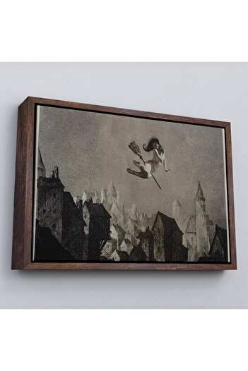 indispensablely Framed American Nightmares Painting, Shabbat Liturgy, Witch Flight Canvas Print, Wiccan Magic Decor-5374
