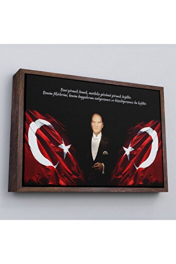 indispensablely Atatürk Painting with Frame: to See Me Does Not Mean You Must See My Face Written-5075