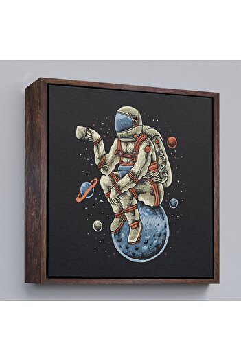 indispensablely Astronaut Resting and Drinking Coffee on the Frame World Canvas Painting-5098