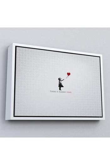 indispensablely Framed Banksy Girl with Red Balloon Has Always Hope Written Painting-5012