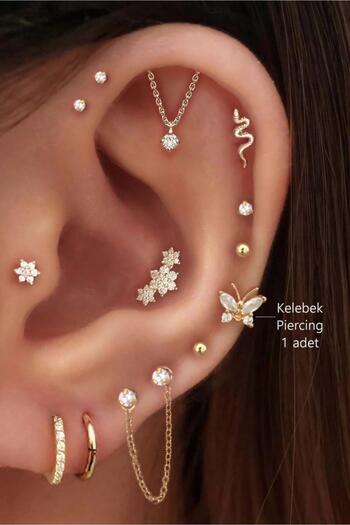 Sacce Scarves&Accessories Gold Renkli Kelebek Figürlü Piercing Helix Kıkırdak Conch Lob