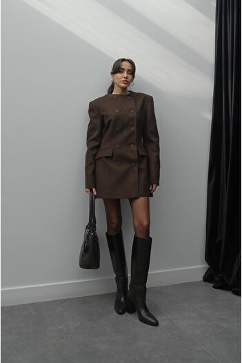 Havoş Brown Denver Suede Skirt Jacket Set