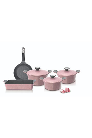 NEOFLAM Korean pots set, 8 pieces, Extrema Pink Granite