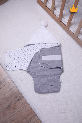 Babydola 0-6 Months Baby Sleeping Bag - 1.5 Tog Fiber, 70X35Cm Swaddle with Hat, Gray 12604