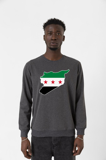 Tshirthane Сирійський новий прапор, димчасто-сірий, чоловічий, 2-шаровий світшот